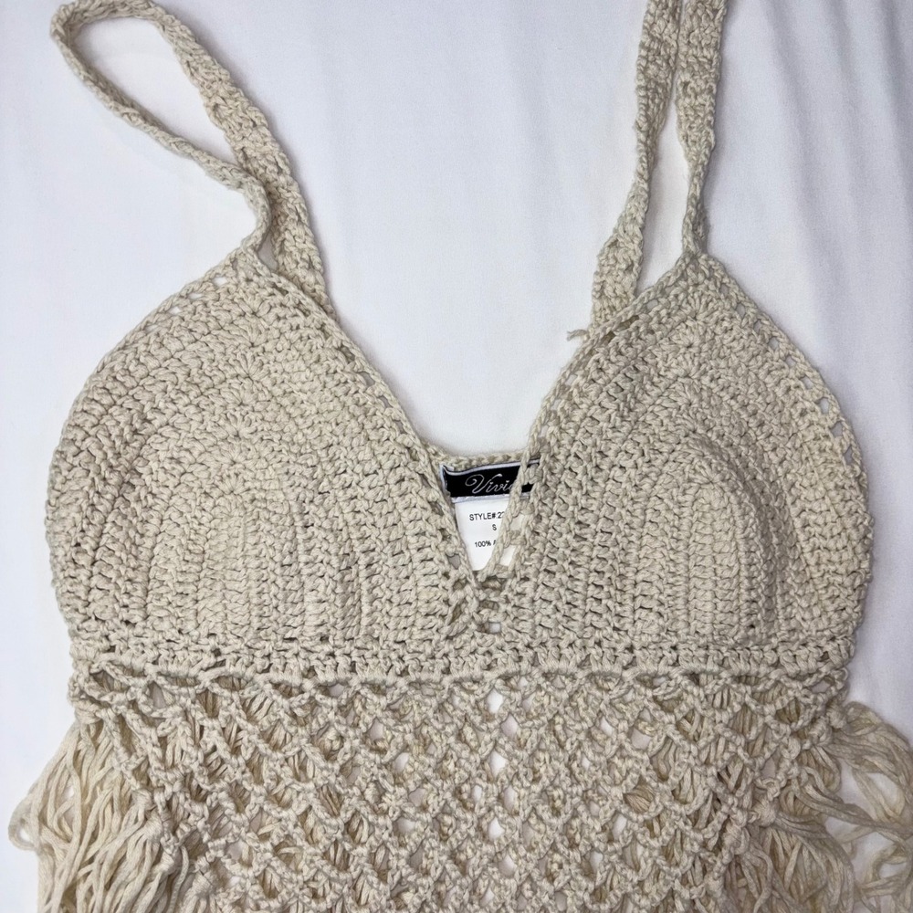 Vivid Crochet Fringe Halter Top Festival‎ Rave Beach Summer Boho Chic
